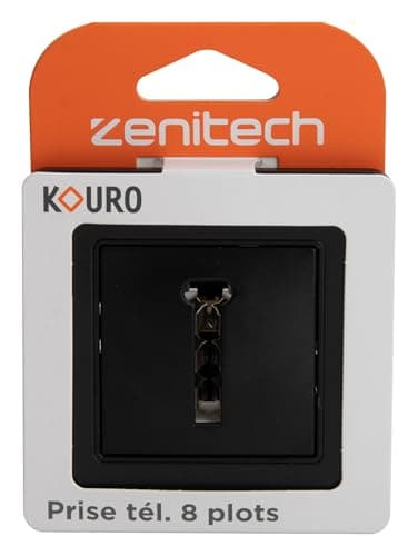 Zenitech Prise téléphone 8 plots encastrable - Métal Noir brossé - Stable et Durable - Kouro