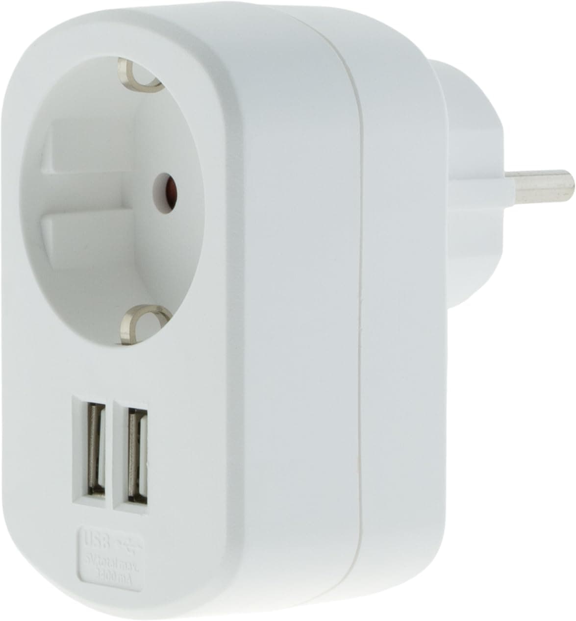 Zenitech Prise Schuko 16A + 2 USB A 3,4A - Prise Murale Blanc - Idéale pour Smartphones et Tablettes - Chargeur USB Inté