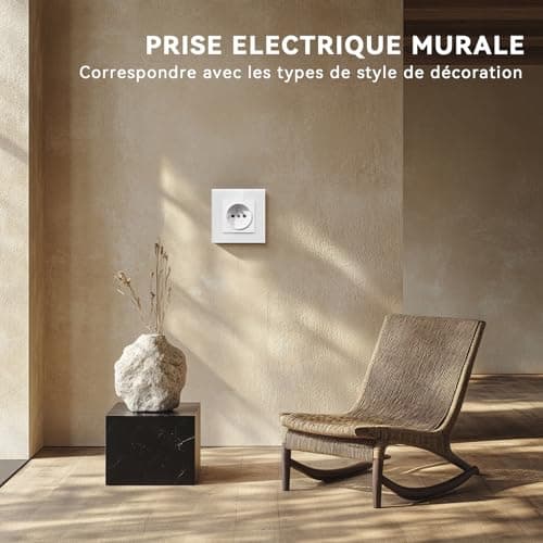Prise murale BSEEDverre 16A 250V bureau-hôtel, Blanc 86MM 2Paquets