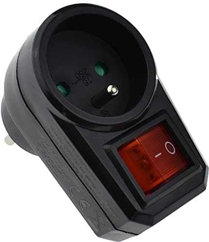 Adaptateur de prise noire avec interrupteur 16A 230V 3680W pour maison