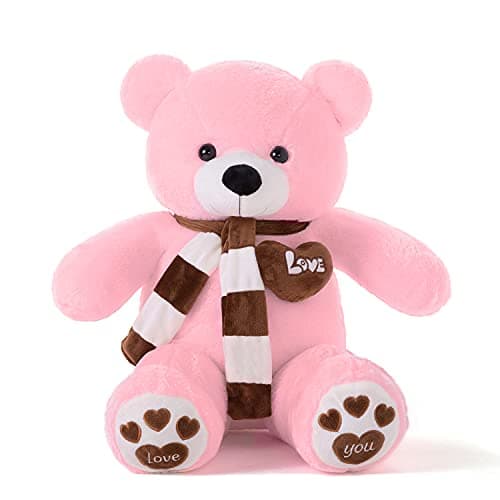 YunNasi Ours en Peluche Nounours Géant - Cadeau Idéal pour Anniversaire, Mariage ou Fêtes Spéciales (80cm, Marron Foncé) — Rose