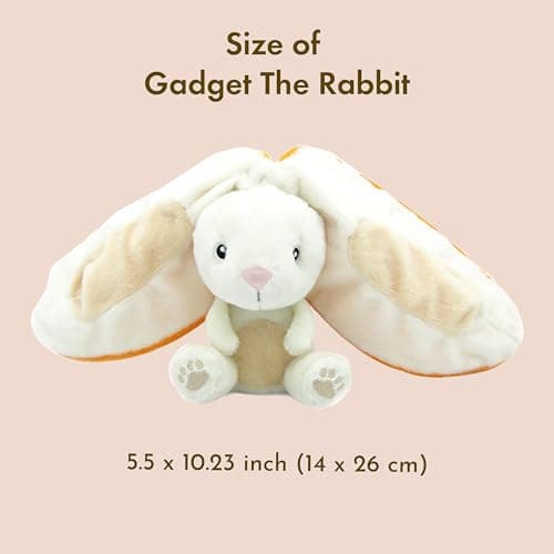 FLIPETZ Les DÉGLINGOS Doudou Gadget Le Lapin/Carotte - Doux et réversible - Idéal pour les bébés - Naissance, Orange et