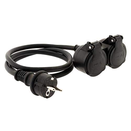 Zenitech Prolongateur à Double tête 16A 3G1,5mm² pour Chantier - Noir 1m - Extension Électrique Drôle et Durable
