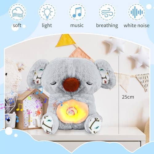 Loutre Qui RespireBonne Nuit Peluche pour Filles et Garçons (Gris) avec Lumières Musicales et Battements de Coeur  
Lout