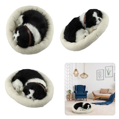GLFLOW Chien en peluche douce qui respire - Jouet interactif pour décoration intérieure - Doux et amusant