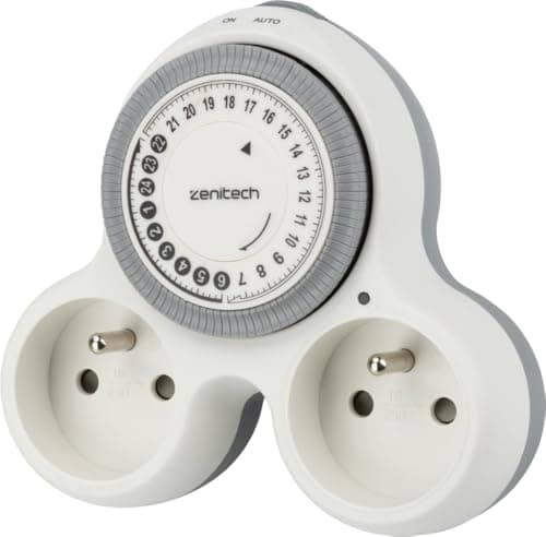 Biplite programmable 2x16A - Blanc - Zenitech - Interrupteur intelligent - Domotique - Éclairage extérieur