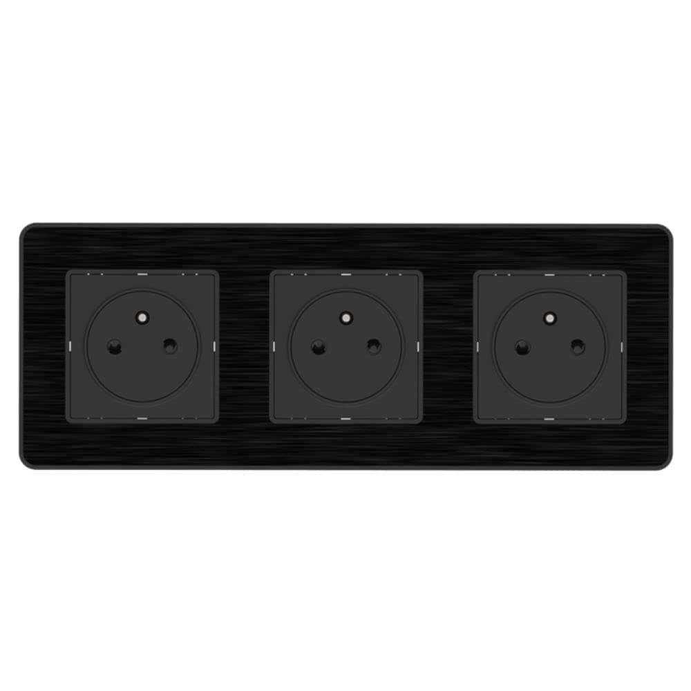Zenitech Prise 2P+T 3x16A - Éjectable Facile 3x16A - Métal Noir Brossé