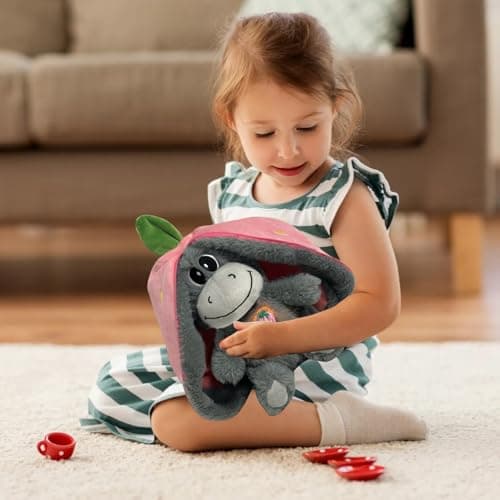 Peluche Respirante Âne Endormi pour Soulager Le Stress | Animal en Peluche Endormi avec Lumière et Musique | Doudou Endo