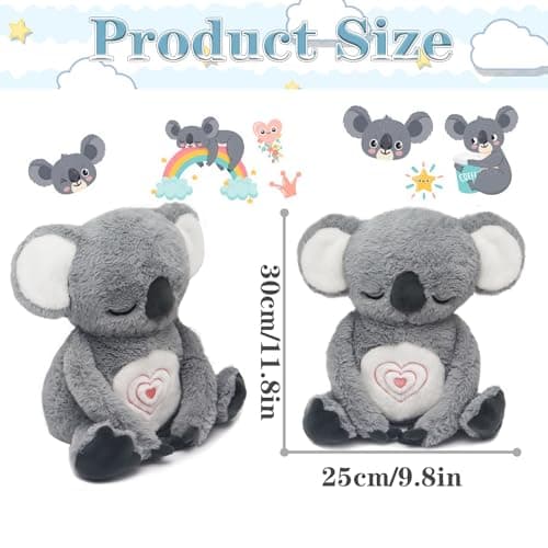 IUTOYYE Peluche Respirant Koala pour Enfants, Doudou avec Lumières Musicales et Mouvement de Respiration Rythmique - Jou
