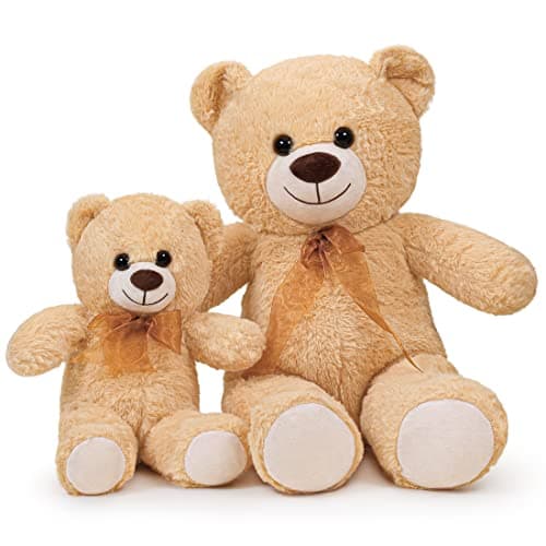 SNOWOLF Ours en peluche cuddly bear Boutons yeux doux mignons Cadeau enfants Anniversaire Noël Saint Valentin (60m, Brun