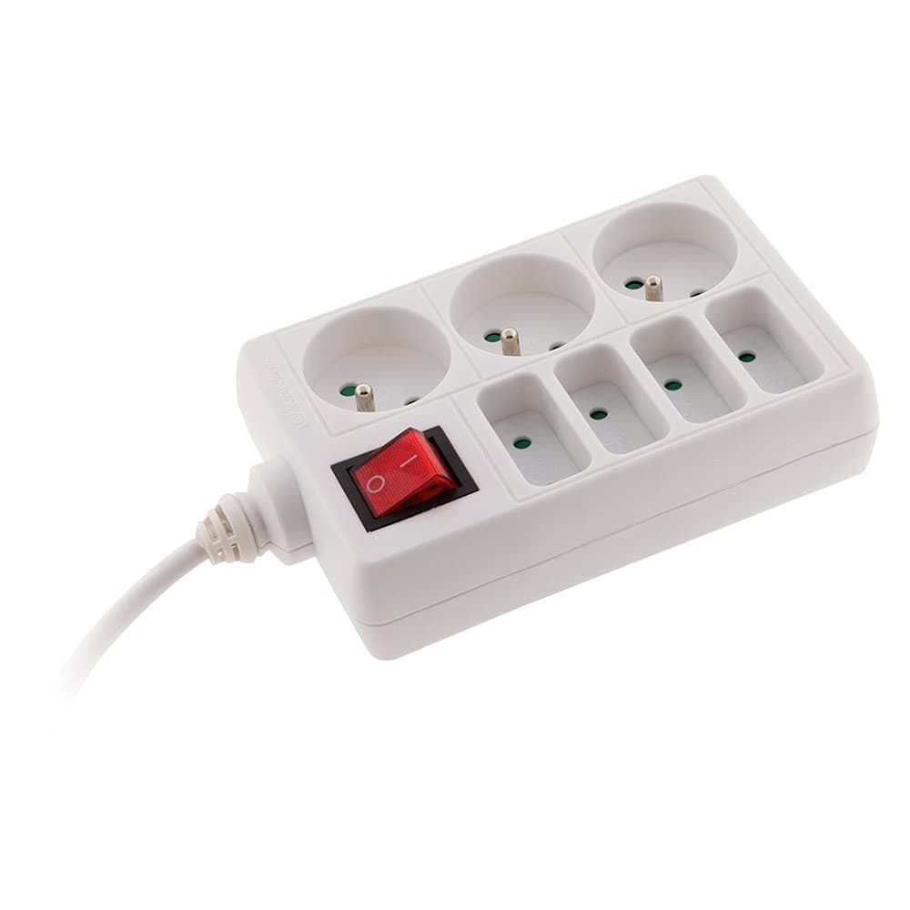 Bloc multiprise 4x6A - 3x16A - Blanc - Zenitech - Prise électrique universelle - Maison et jardin - Haute sécurité - Fa