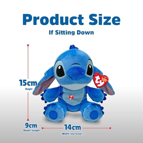 Peluche Musicale Disney Stitch - Doudou Musical Ty44012 Bleu - Jouet pour Enfants