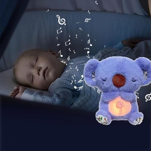 Jouet en Peluche Koala Apaisant avec Lumières Musicales et Respiration + Soulager l'Anxiété pour Adultes et Enfants (Ble