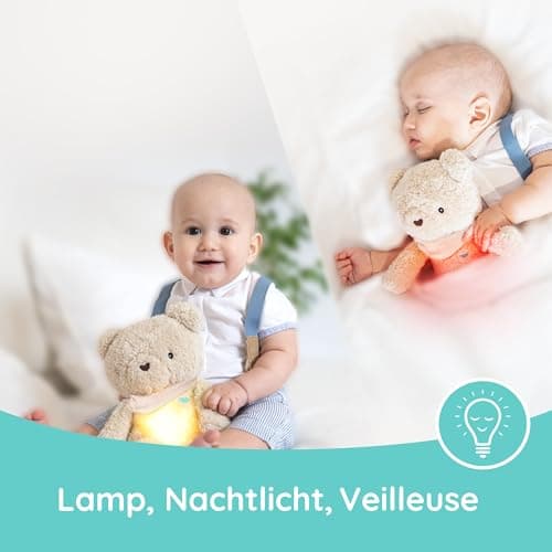 myHummy Ourson Sommeil 5-en-1 – Peluche personnalisée avec nom imprimé, Capteur de sommeil intelligent, Veilleuse bicolo
