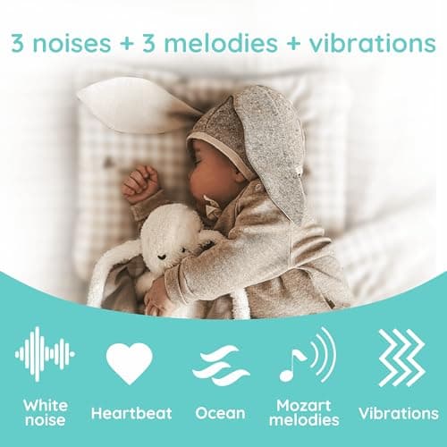 myHummy Lapin 5 en 1 avec nom - Jouet éducatif interactif pour enfant, lumière vibrez sons, confort de sommeil, écru-gri
