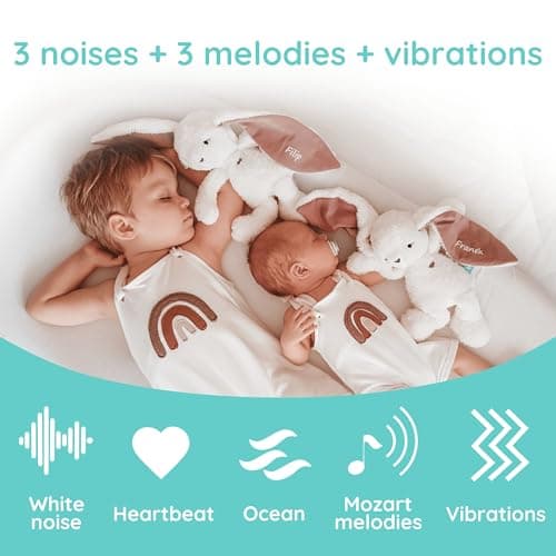 Jouet interactif Lapin 5 en 1 avec lumière, sons et vibrations – Pour enfants, écru-rouge