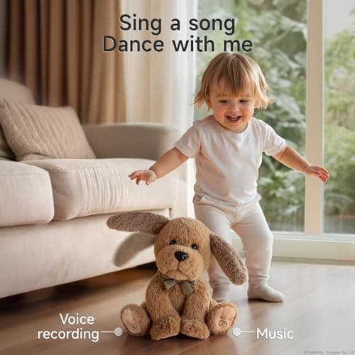 Jouet Peluche Électronique Chien pour Enfants 3-7 Ans, Doux Chien de Compagnie Chanteur d'Oreilles Répète Ce Que Tu Dis