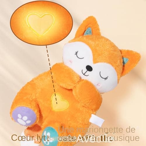 Peluche Musique Générique Renard Respirant pour Enfant | Idéal pour la Maternelle et la chambre d'enfant | Jouet Rituel
