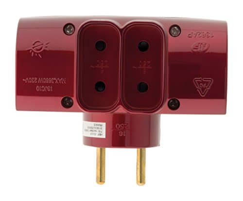 Multiprise Zenitech 4 prises latéales pour TV écran plat - Quadriplite - 2x16A + 2x6A - Bordeaux/pourpre