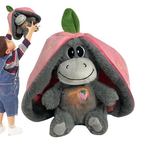 Âne en Peluche Respirant et Apaisant pour Soulager le Stress | Âne avec Mouvement Respiratoire et Musique Calme, Lumière