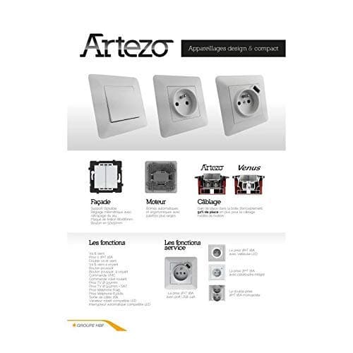 Artezo Interrupteur Poussoir 10A - Blanc Lot de 3 | Interrupteur Electrique pour Maison | 3 Interrupteurs Push Button 10