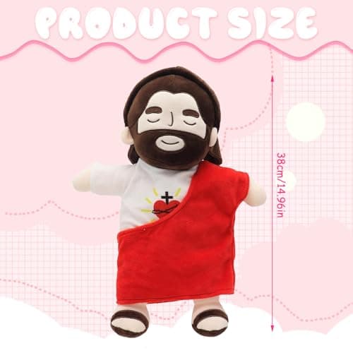 Peluche Jésus Qui Respire 40CM avec Musique et Lumières, Pour Enfants, Soulager Anxiété