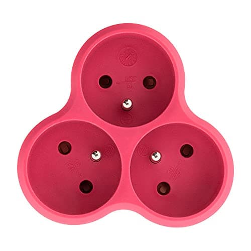 Multiprise Triplite Triangulaire 16A - Rouge - Zenitech | Interrupteur sûr | Maison et bureau | Sécurité elec | Sécurité