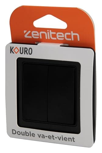 Zenitech Interrupteur Complet va-et-vient double 10A en métal brossé noir pour Kouro