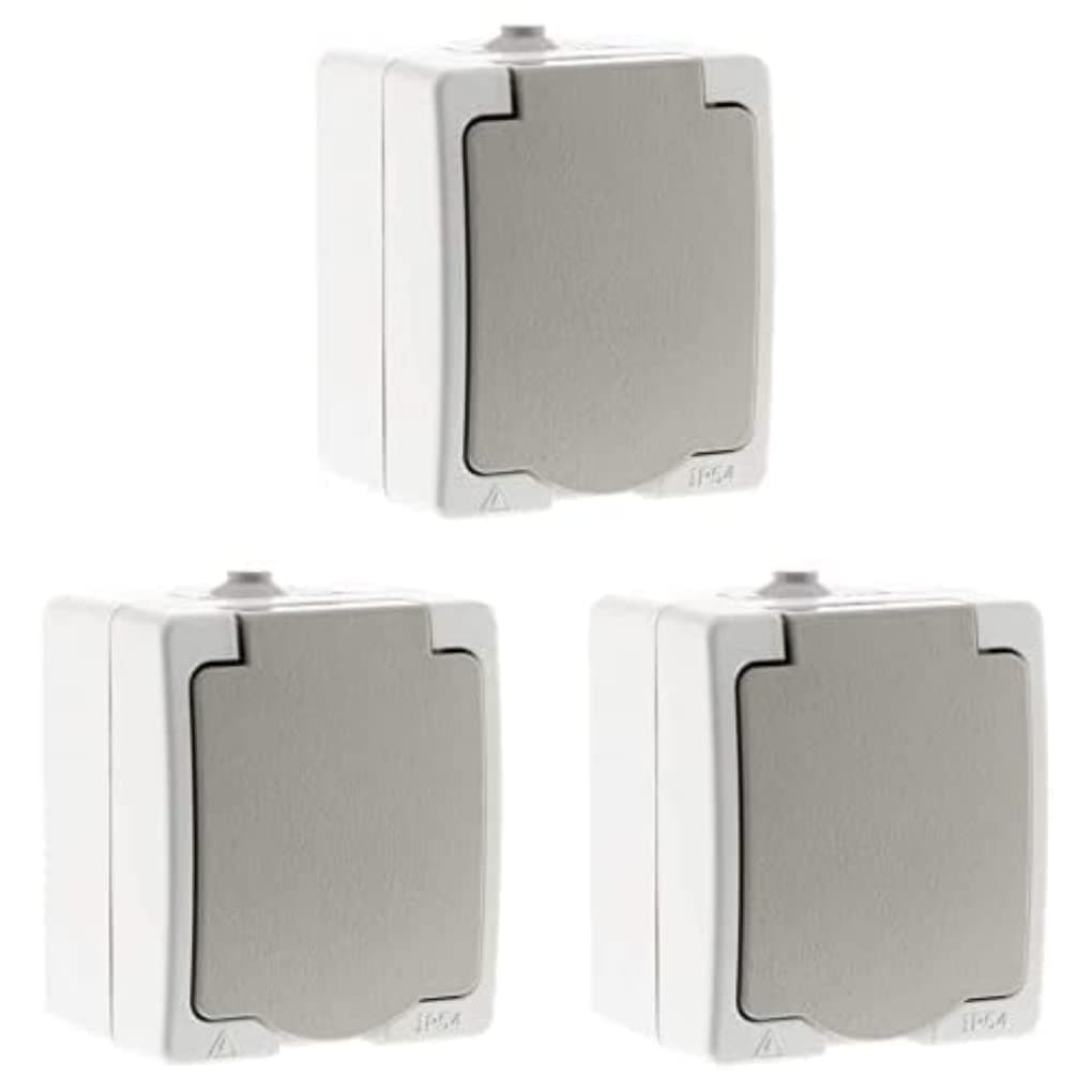 Akya Prise 2P+T 16A Grisclair IP54 | Meilleures Prix | Pour Extérieur | Durabilité Haute | Palette de 3