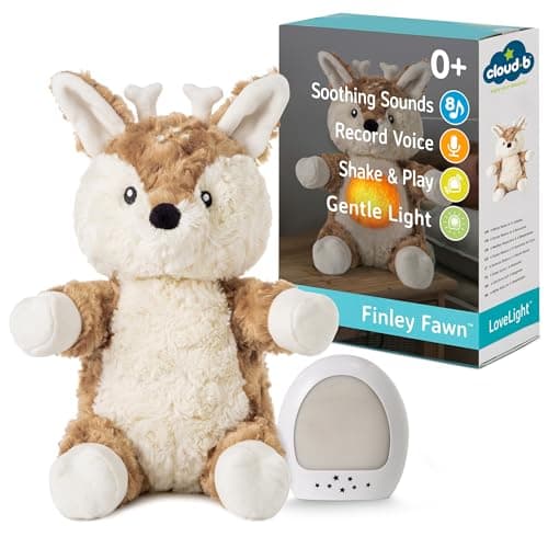 Cloud b peluche musicale Billy le Lapin avec veilleuse & recharge USB-C | Bruit blanc & enregistrement vocal | Pour bébé — Lovelight Buddies - Finley Fawn