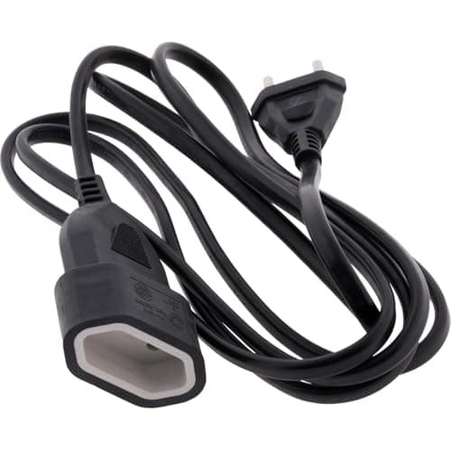 Zenitech Rallonge de câble HO5VV-F 2x1mm² - 2m Noir - Électrification domestique - Électrification sécurisée - 2 mètres