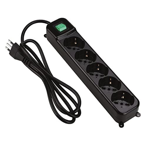 Tecnoware Multiprise Électrique 5 Sorties Schuko/Italie | Protection Enfant | Câble 150 cm