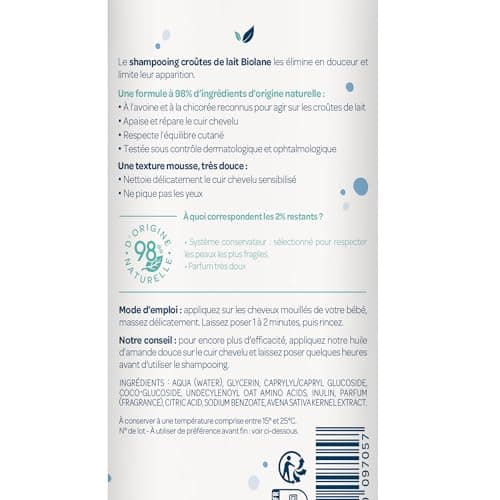 Biolane Shampoing Bébé Croûtes de Lait 98% Naturel Testé Dermatologiquement - Traitement Doux pour Bébés 150ml