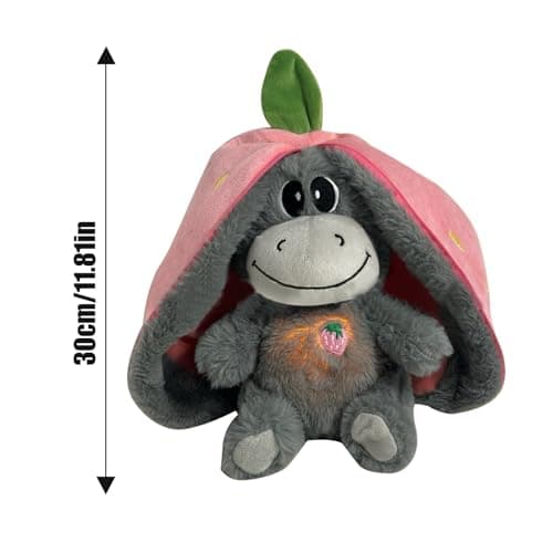 Peluche Respirante Âne Endormi pour Soulager Le Stress | Animal en Peluche Endormi avec Lumière et Musique | Doudou Endo
