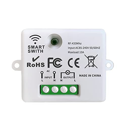 CetteRC Interrupteur d'éclairage sans fil 10A, Installation facile pour lampe jusqu'à 1500W, Contrôleur RF et sécurité — 1 récepteur