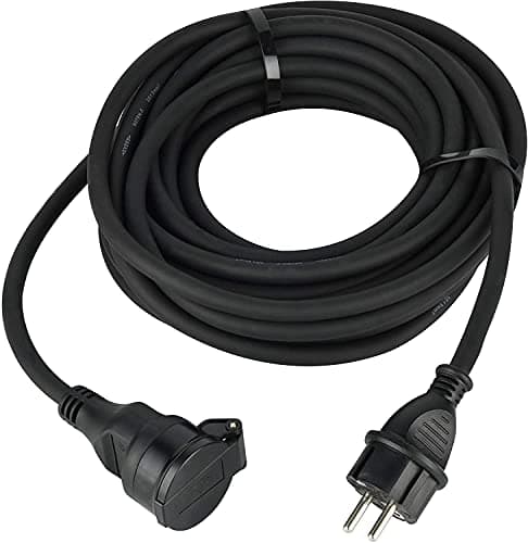 Electraline 200121 Prolongateur étanche IP44 professionnel pour extérieur - 5m Noir - Section 3G1,5 mm²