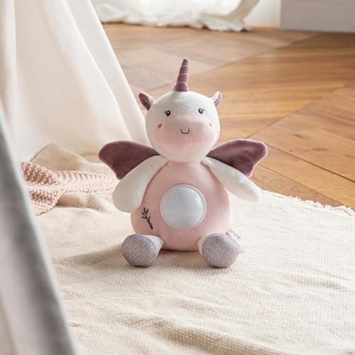 Lumière de licorne en peluche sécurisée pour enfant - Veilleuse à peluche 26 cm bambou 1er âge - Jouet éducatif avec car