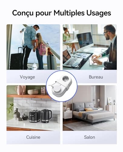 ORICO Multiprise d'Alimentation USB C 20W pour Bureau et Voyage Compatible avec les Téléphones 1,5m (AP3-Blanc)