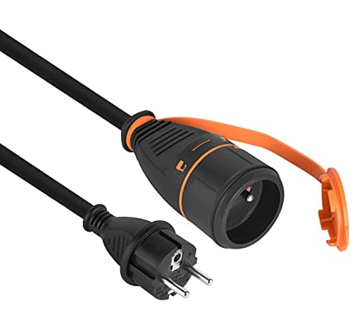 Electraline 200123 Prolongateur jardin étanche pour jardiniers 16A 5m Noir - 3G2,5 mm² — Avec Electralock