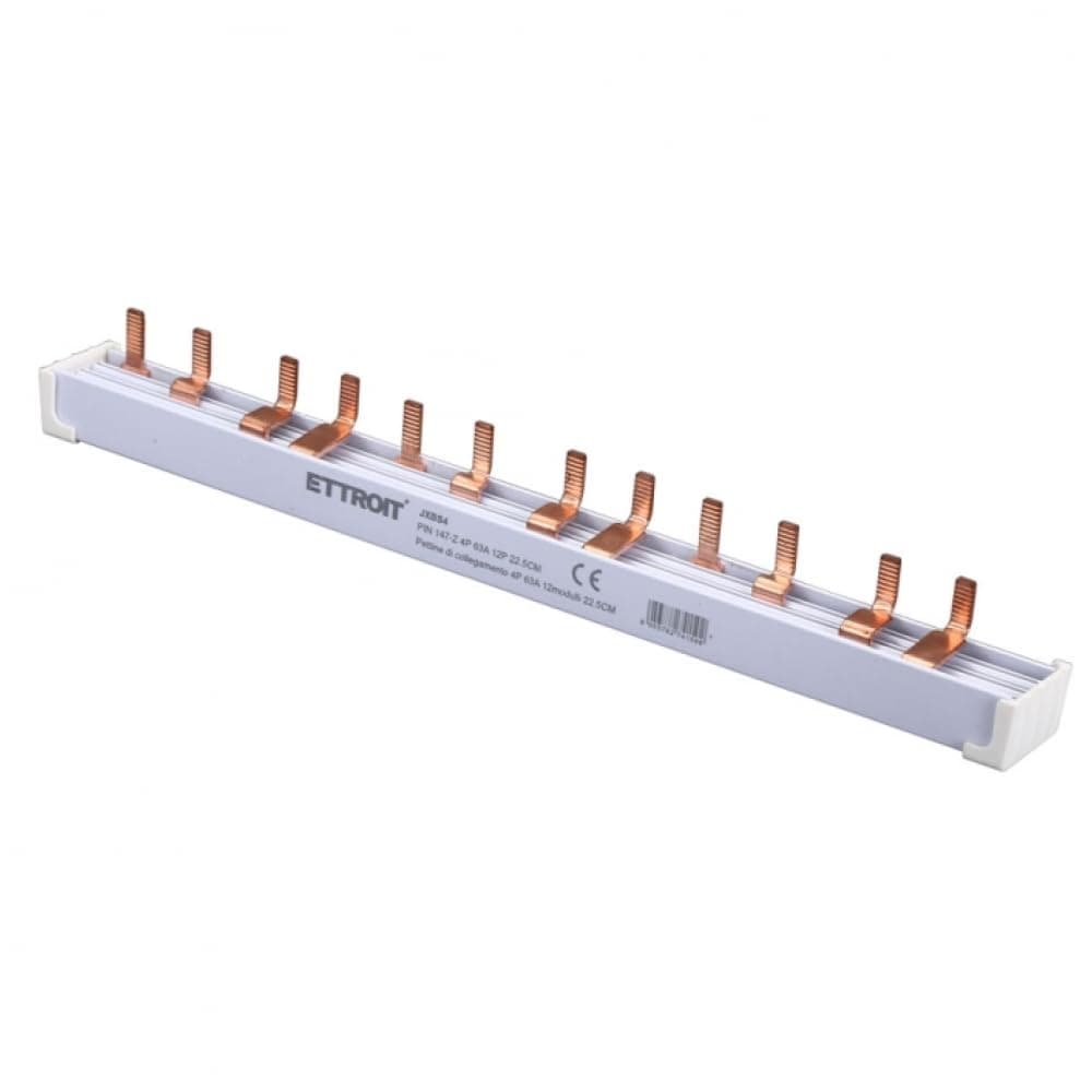 Ettroit Peigne de Raccordement 12 Modules 4P 63A pour Tableaux Électriques - 22,5 cm JXBS4