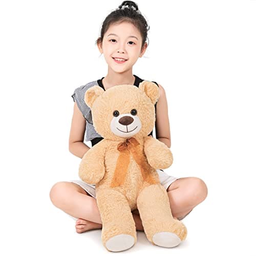 SNOWOLF Ours en peluche cuddly bear Boutons yeux doux mignons Cadeau enfants Anniversaire Noël Saint Valentin (60m, Brun