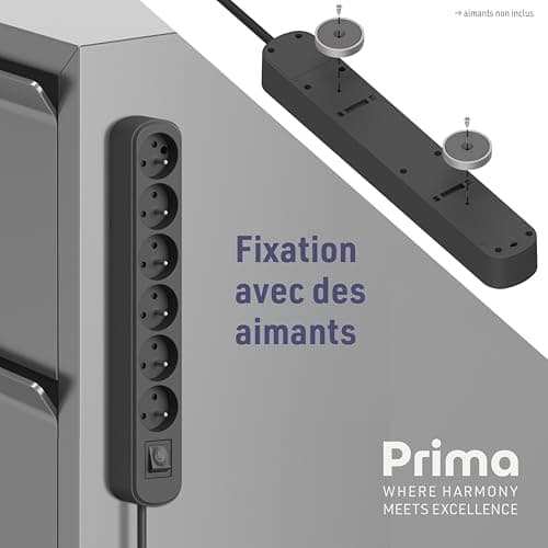 Electraline 32053 Bloc 6 prises avec interrupteur pour maison Noir adapté aux foyers français
