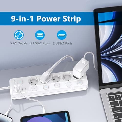 JSVER Bloc Multiprise USB Blanco pour la Maison et le Bureau