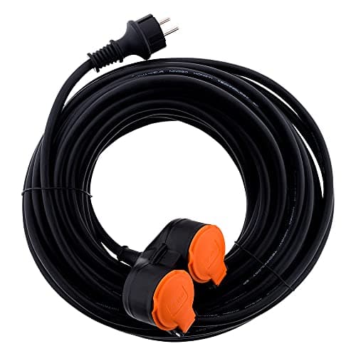 Rallonge étanche Zenitech 2 prises avec clapet orange 10m 3x 1,5mm² - grand usage extérieur