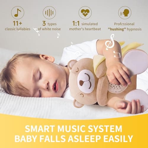 APUNOL Veilleuse Musicalement et Lumineusement Apaisante pour Bébé, Cadeau de Naissance avec Berceuse et Projection