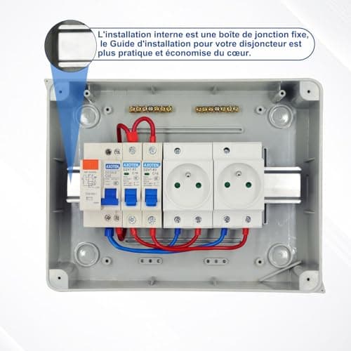 Boîte à fusibles en saillie IP65 Étanche 16A 2P+T Électrique Sécurité Extérieur 2 Prises Modulaires DZ 30mA AC Interrupt