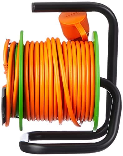 Electraline 208617 rallonge jardín 15 m avec enrouleur - parfait pour jardiniers - facilité d'utilisation Orange/Vert