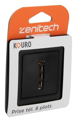 Zenitech Prise téléphone 8 plots encastrable - Métal Noir brossé - Stable et Durable - Kouro
