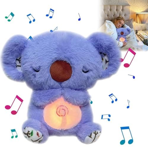 Jouet en Peluche Koala Apaisant avec Lumières Musicales et Respiration + Soulager l'Anxiété pour Adultes et Enfants (Ble