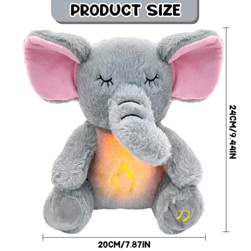 TOPJOWGA Peluche Musicale Interactive pour Bébé, Veilleuse Douce et Apaisante Qui Respire et s'allume, Cadeau Parfait po